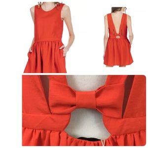 The Korner Bow Pocket Mini Dress XS Pink Cutout